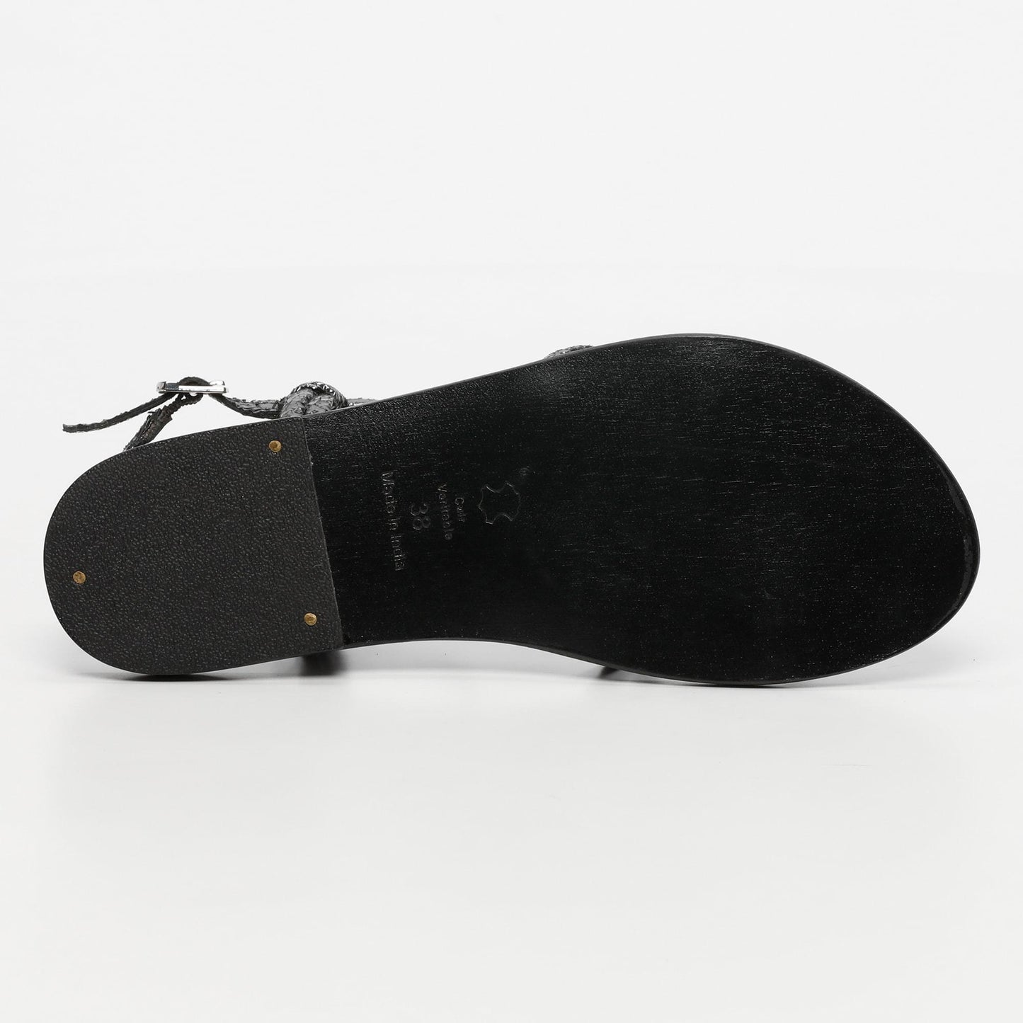 SUE sandales en cuir pewter crackle