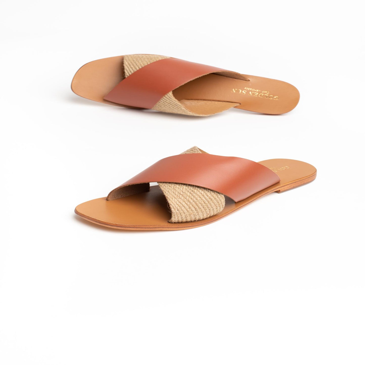 SYLVONNA sandales en cuir camel + rope