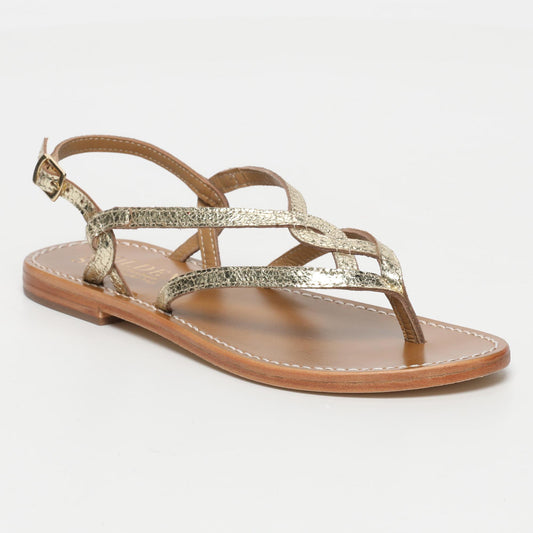 SYRINGA sandales en cuir gold crackle