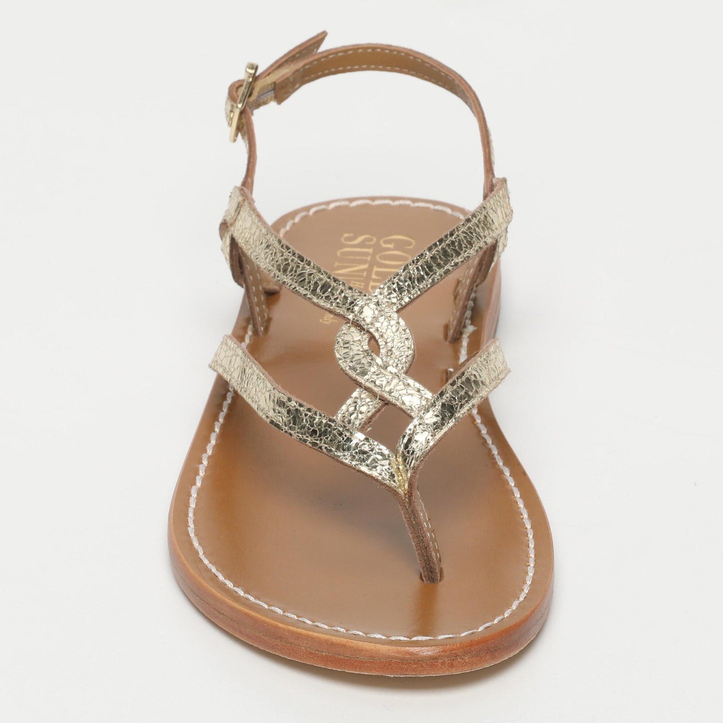 SYRINGA sandales en cuir gold crackle