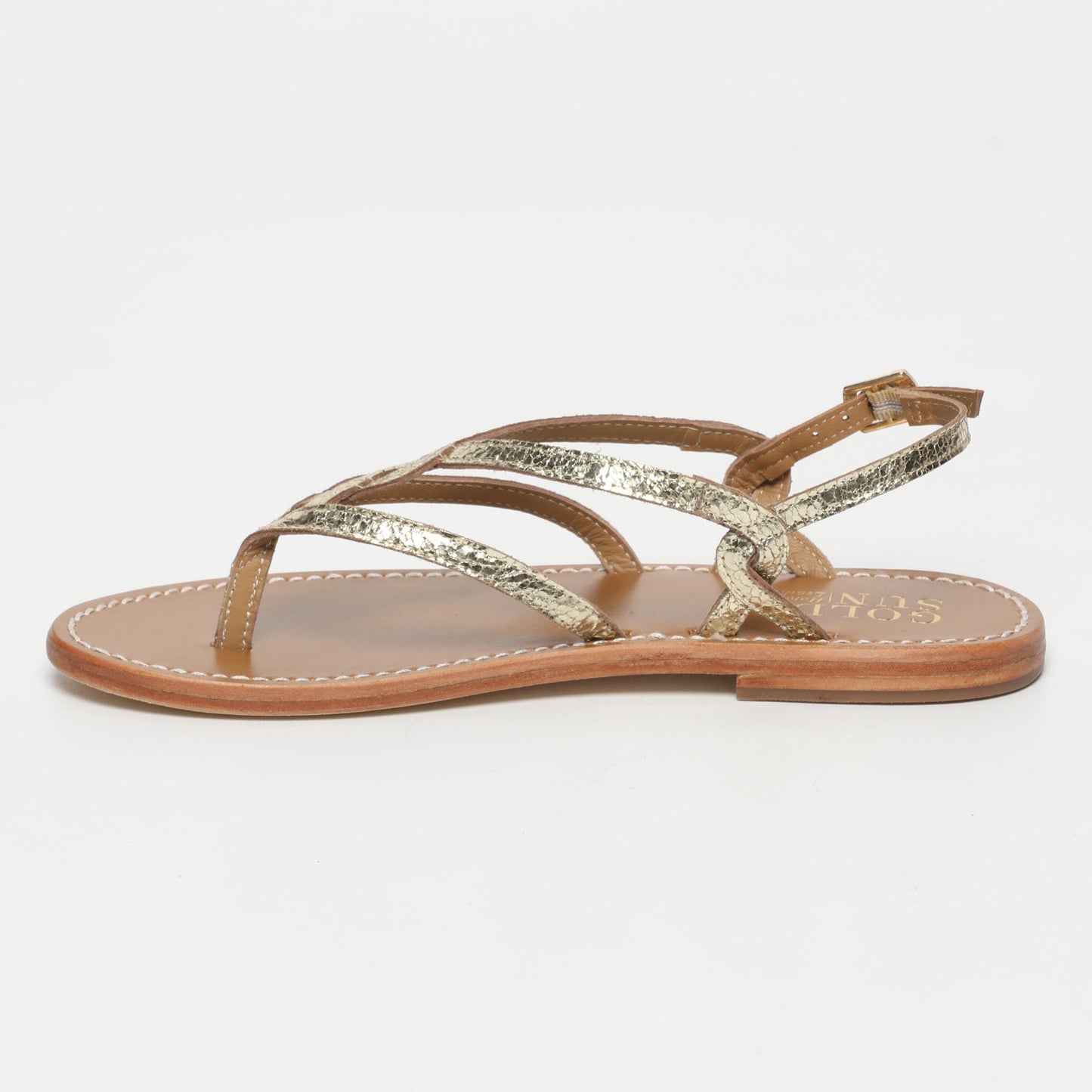 SYRINGA sandales en cuir gold crackle