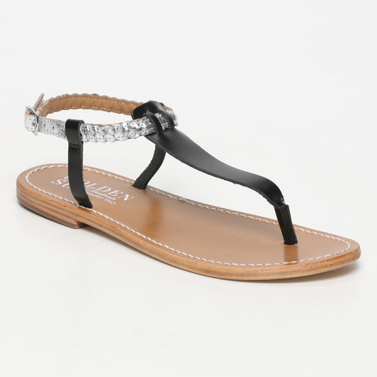 TELHADO sandales en cuir black + silver