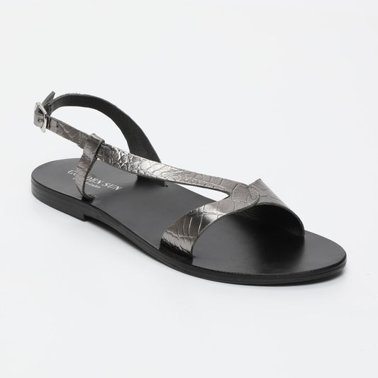 TIMO sandales en cuir pewter croco