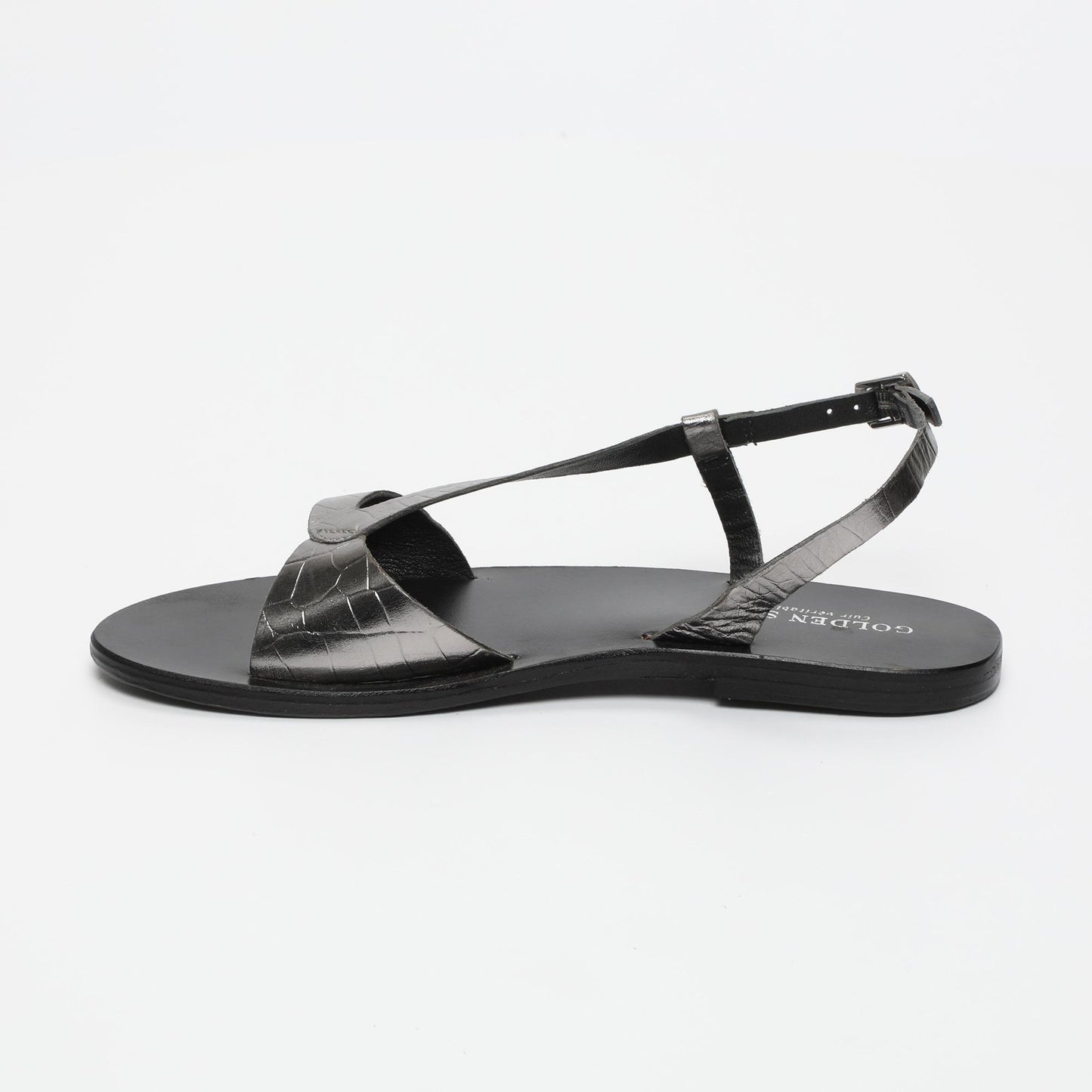 TIMO sandales en cuir pewter croco