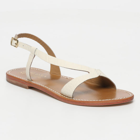 TIMO sandales en cuir white croco