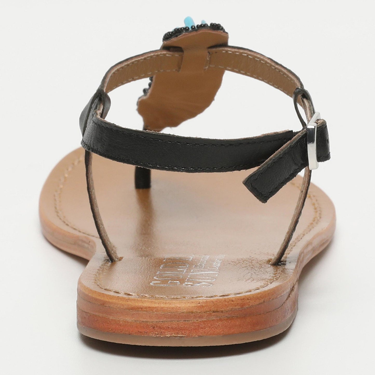 TORINO  sandales en cuir black + stones turquoise