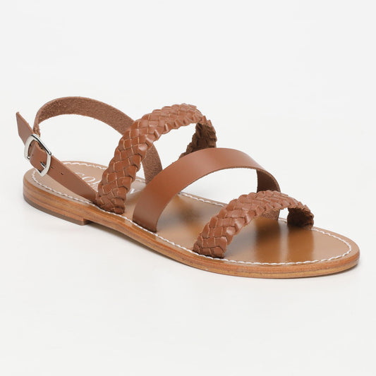 VALOES sandales en cuir camel