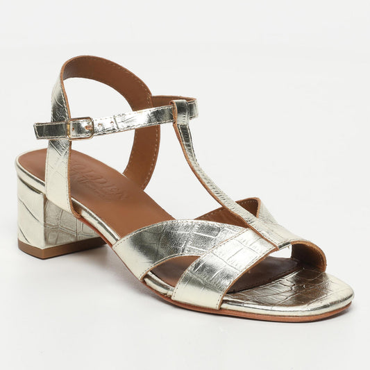 WIOLETA sandales en cuir light gold croco
