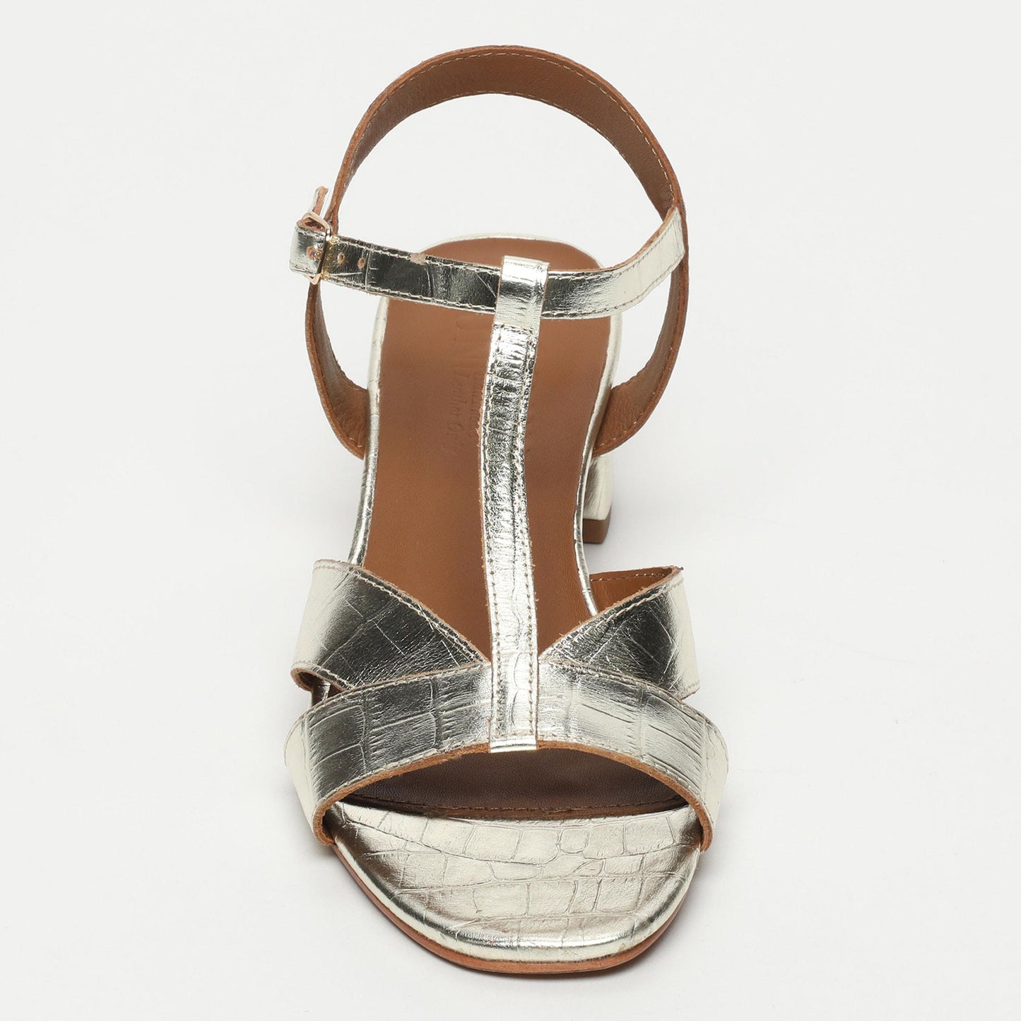 WIOLETA sandales en cuir light gold croco