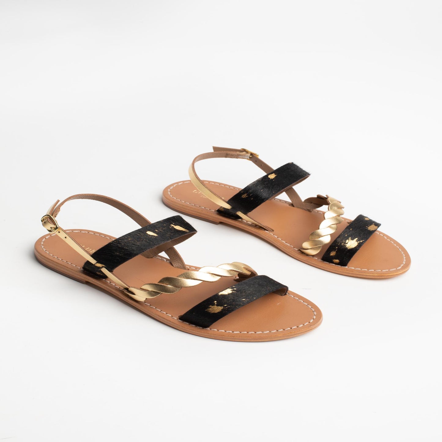 ZERENE sandales en cuir dark gold