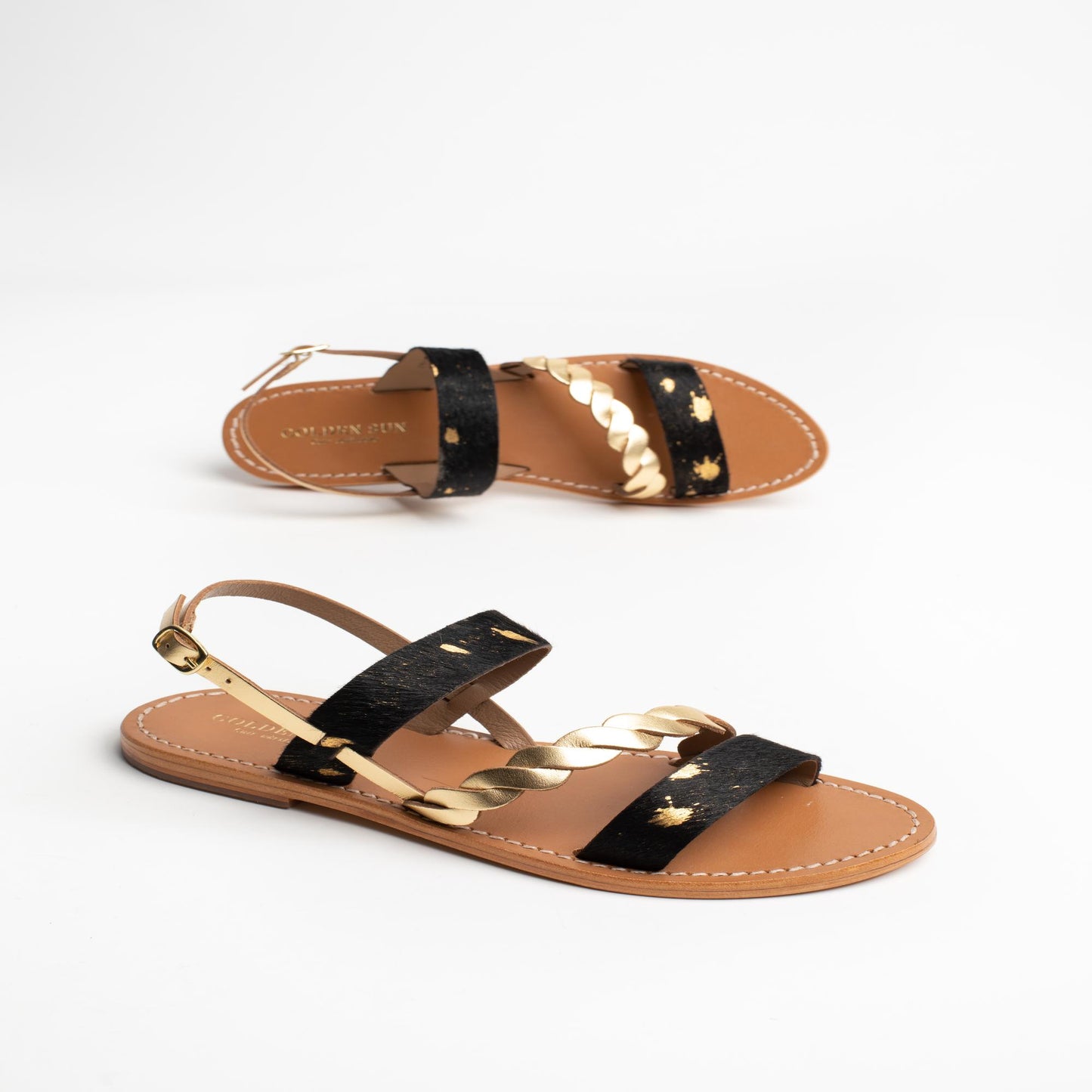 ZERENE sandales en cuir dark gold